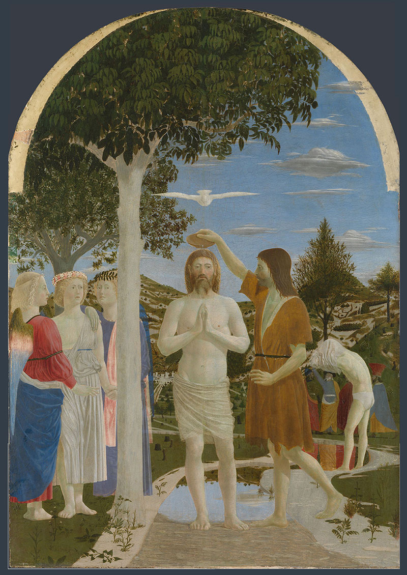  皮耶罗·德拉·弗朗切斯卡 Piero della Francesca 高清原图作品-耶稣受洗 Baptism of Christ