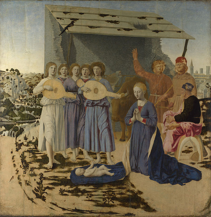 蛋彩画《耶稣诞生》画家弗朗切斯卡高清作品欣赏