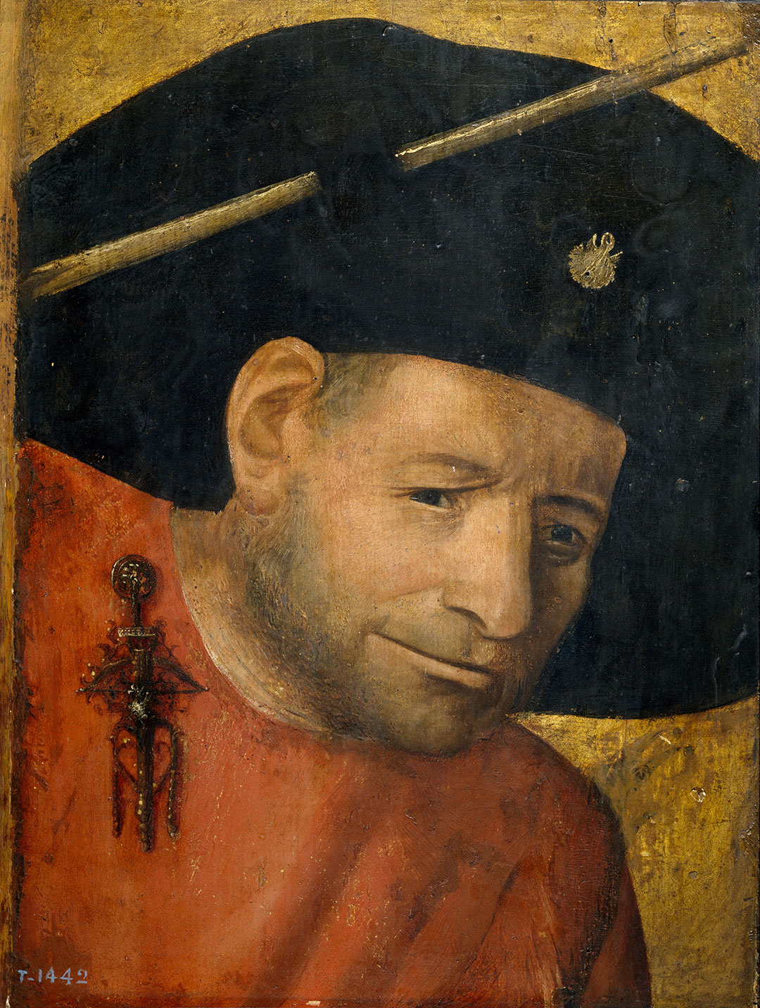 耶罗尼米斯·博斯《Head of a Halberdier》，1490年，北方文艺复兴，肖像画，油画，28.2 x 21.3 cm，Museo del Prado, Madrid, Spain