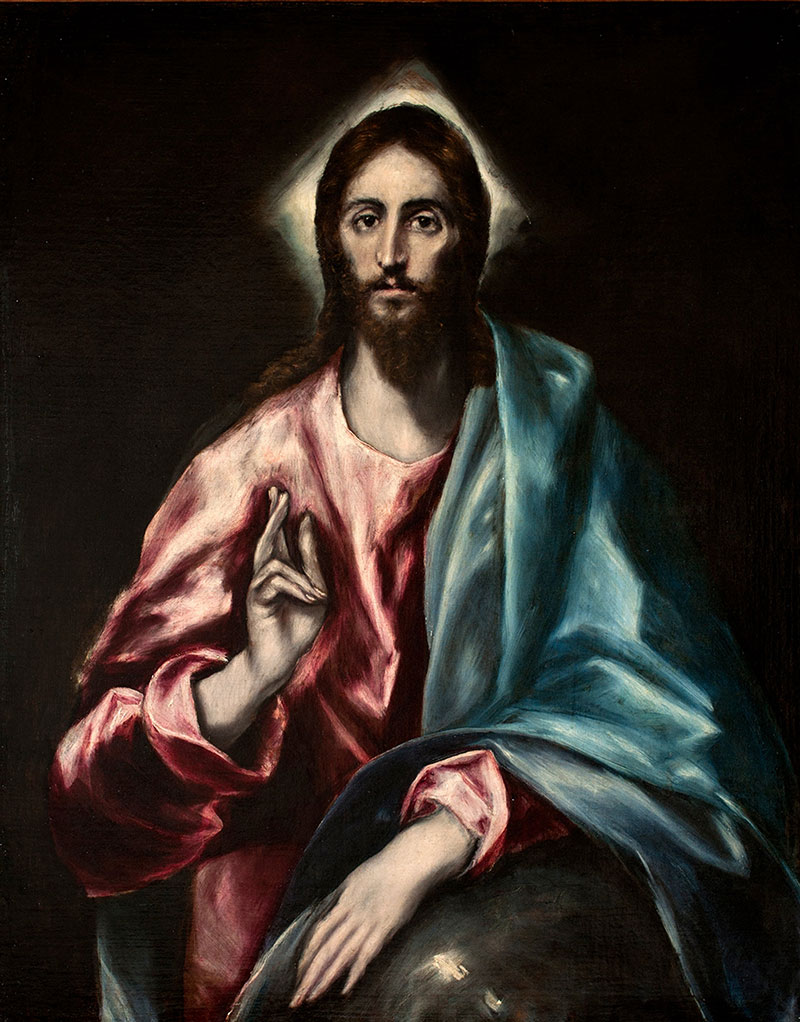 埃尔·格列柯（El Greco）高清油画作品《基督祝福（世界救世主）Christ blessing (The Saviour of the World)》