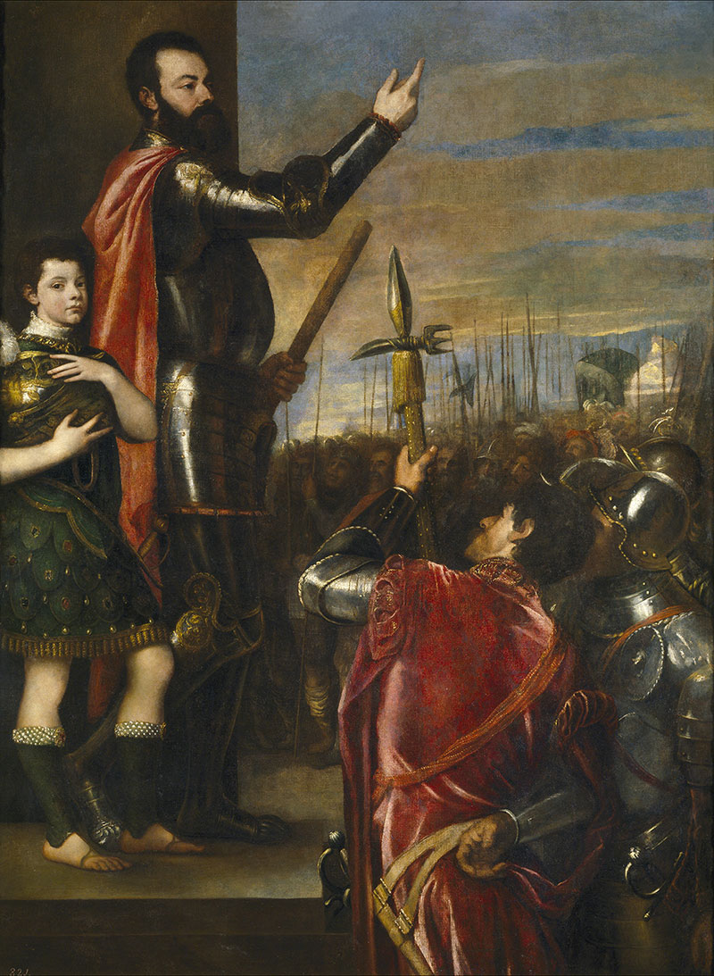 提香·韦切利奥(Titian)高清作品《The Marchese del Vasto Addressing his Troops》