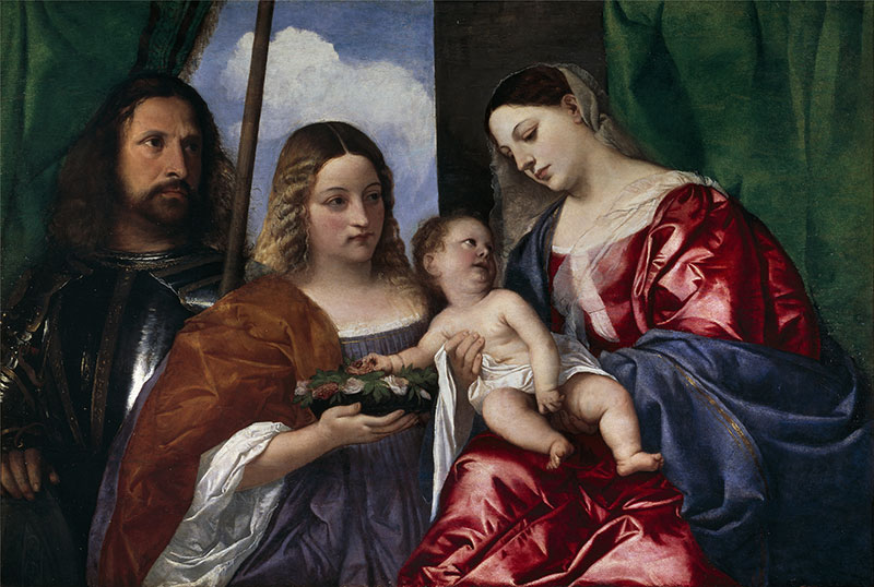 提香·韦切利奥(Titian)高清作品《Madonna and Child with Sts Dorothy and George》