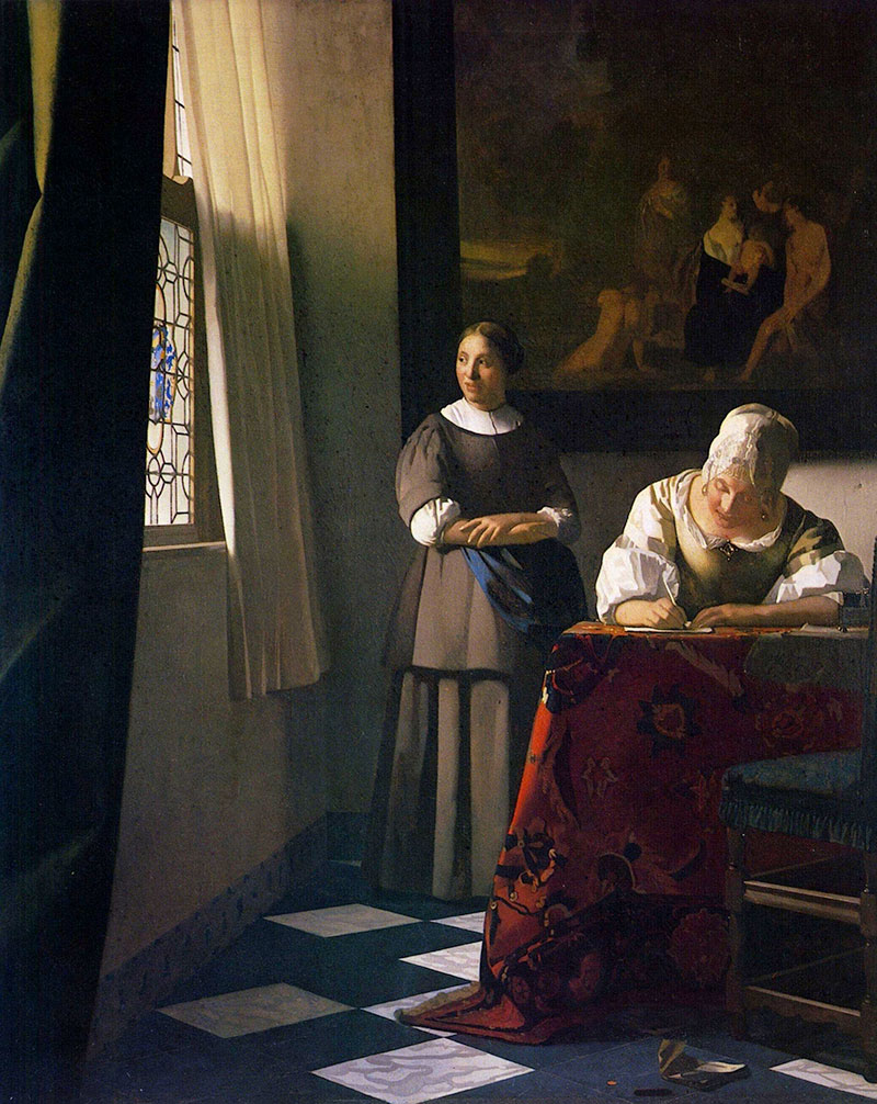 a lady writing a letter with her maid（写信的女人与女佣）