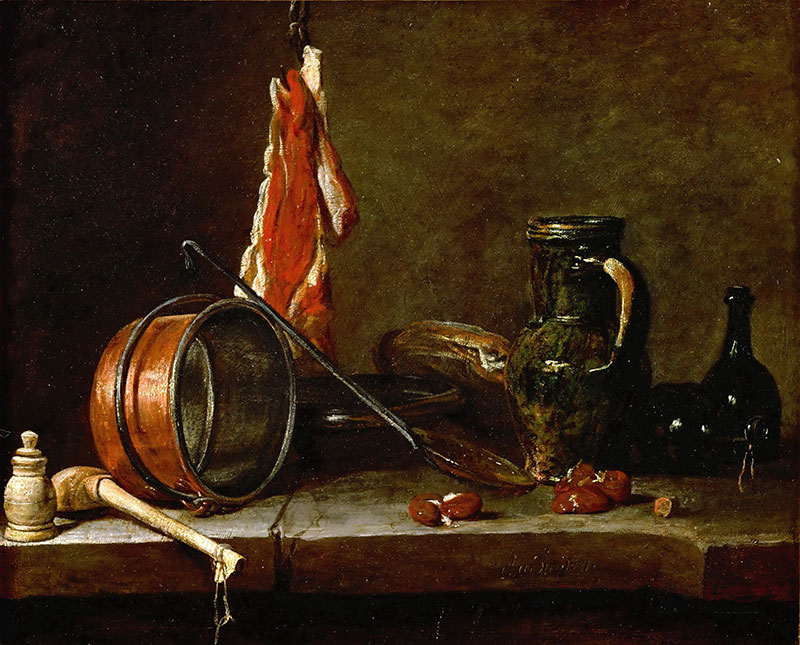 烹饪用具的瘦肉 - A Lean Diet with Cooking Utensils
1731年，静物，布面油画