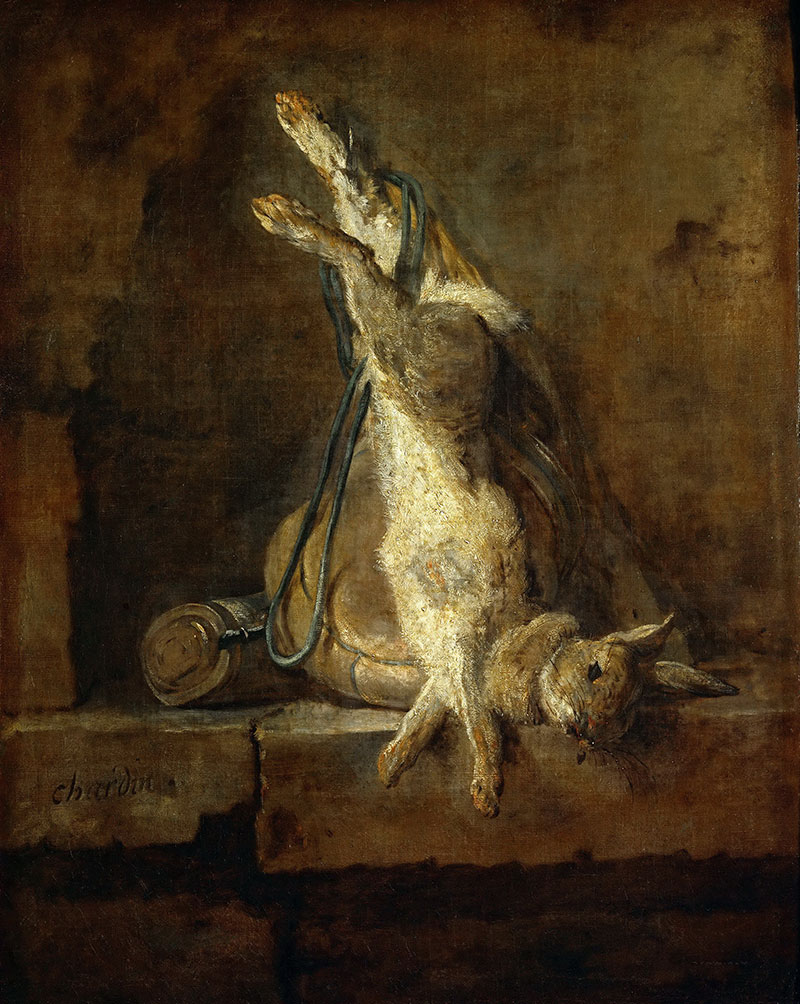 野兔野兔袋 - Wild Rabbit with Game Bag and Powder Flask
1728-1730年，静物，布面油画，81 x 65 cm