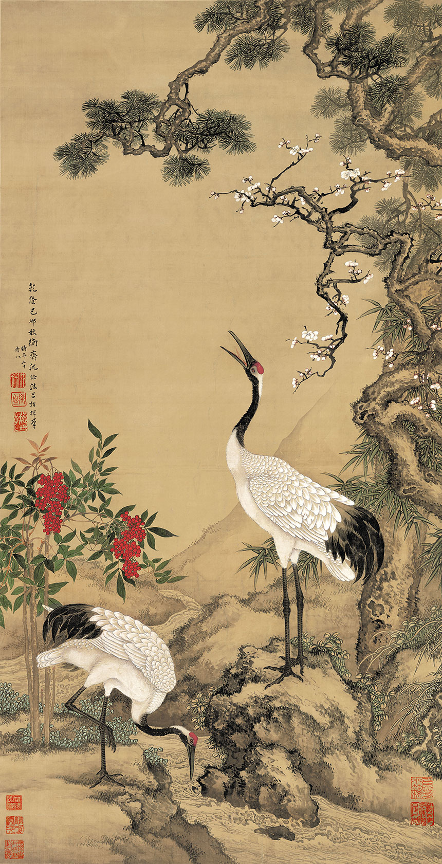 清·沈铨-松梅双鹤图

  绢本立轴设色 191x98.3cm 故宫博物院藏