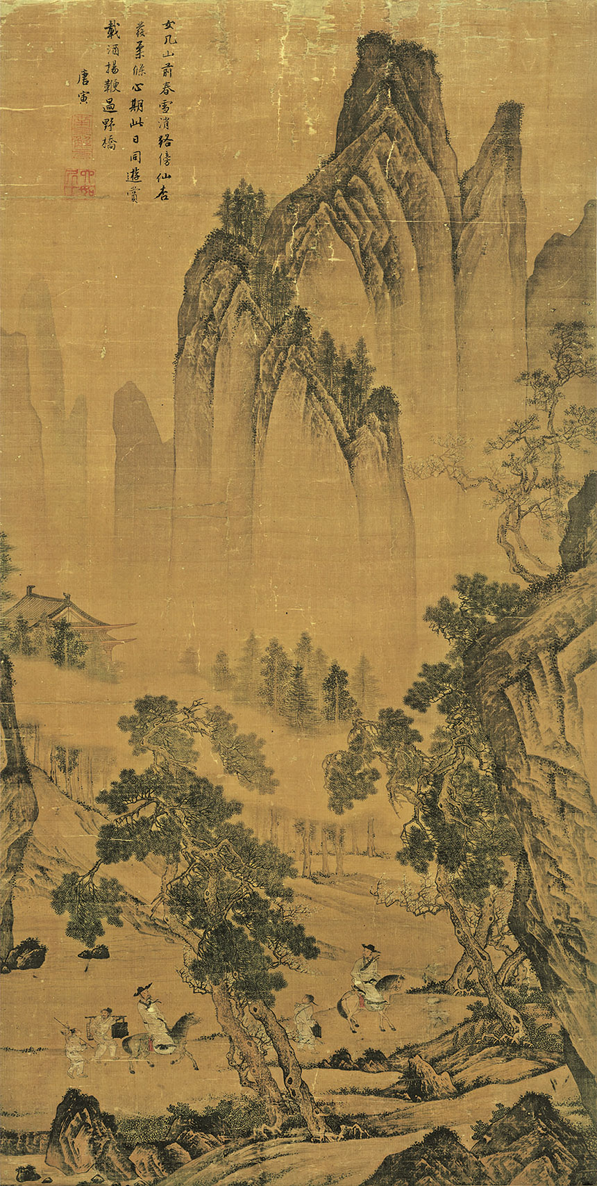 [明] 唐寅《松林扬鞭图》

绢本 立轴 设色 145.3x72.5 厘米

旅顺博物馆藏